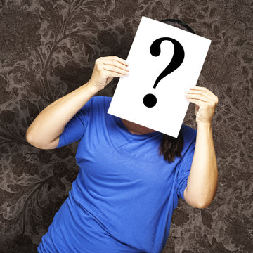 woman with interrogation symbol