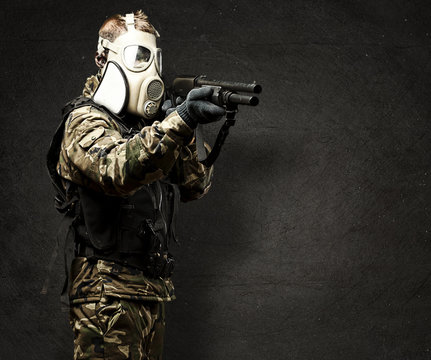 young soldier aiming