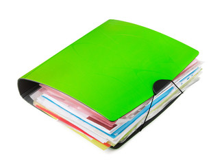Green ring binder with documents