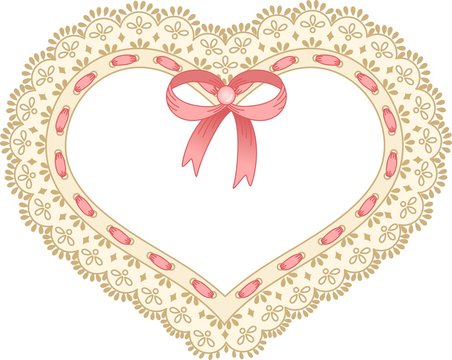 Heart embroidered on tape lace