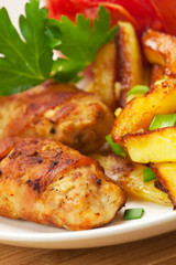 fried cutlets and potato