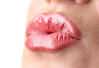 beautiful make up of gloss lips