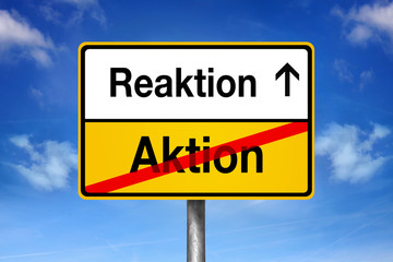 Ortsschild Reaktion Aktion