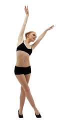 Fototapeta premium young dancer posing in black top isolated