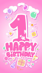 Happy Birthday pink card