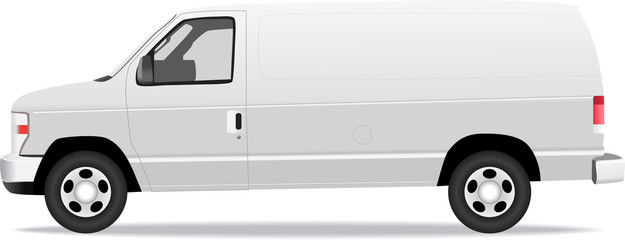 Delivery van side view illustration isolated on white © lkeskinen