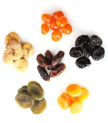 Dried fruits isolated on white
