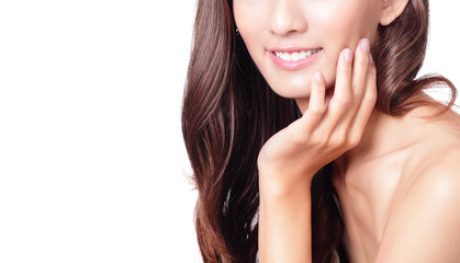 Obraz premium Close up a smiling mouth of the girl