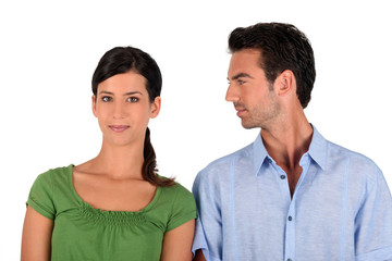 handsome guy looking at partner