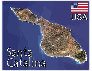 santa catalina island usa map flag emblem