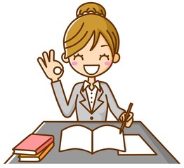 女性　勉強　調べる　資格