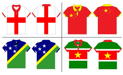 Flag Polo shirt designs international. Vector template
