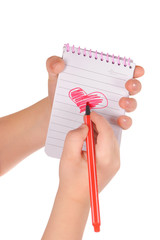 heart painted in the notebook