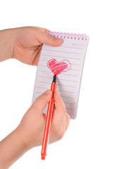 heart painted in the notebook
