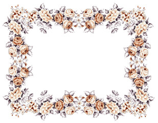 flowers frame in white background isolated