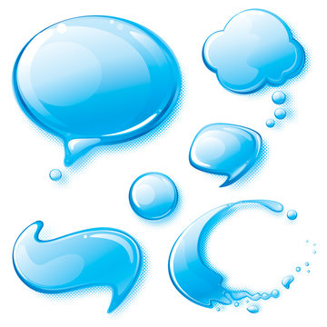 Set of water speech bubbles.