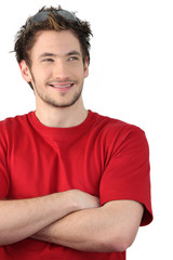 Obraz premium Smiling man wearing sunglasses