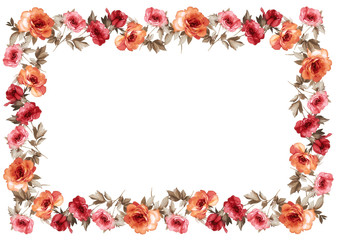 flowers frame in white background isolated