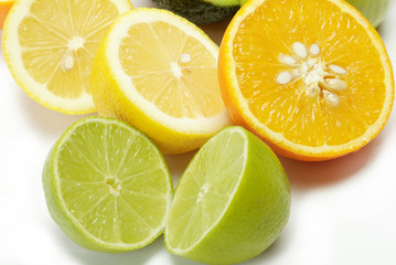tropical fruits isolated on a white background.