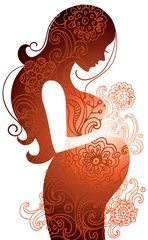 Tuinposter Silhouet van zwangere vrouw © pim