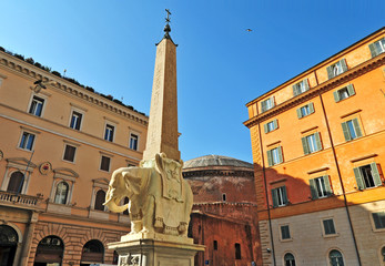Roma, elefantino del Bernini e piazza della Minerva