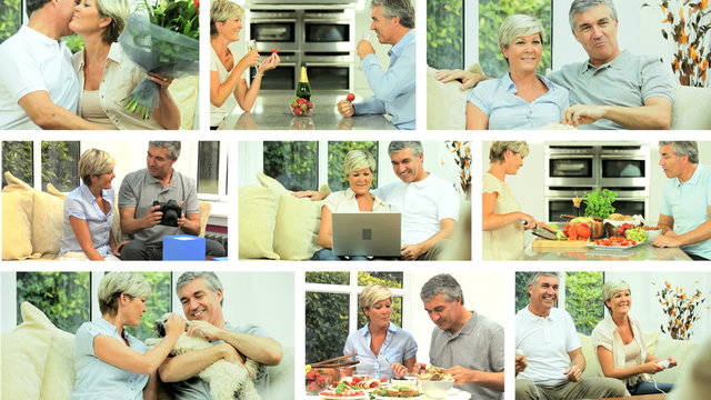 Montage of Modern Lifestyle of Middle Aged Couple