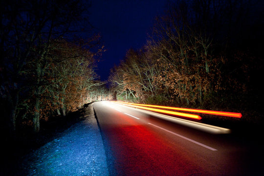 Light Traces On A Road