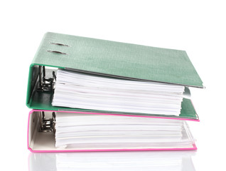 Office folders isolated on white.