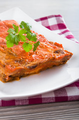 Eggplant Parmigiana. Parmigiana di melanzane.