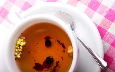 White tea cup with close-up