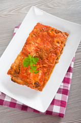 Eggplant Parmigiana. Parmigiana di melanzane.