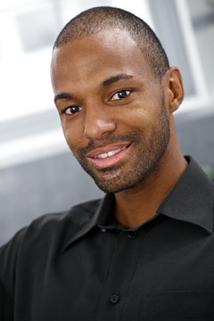 Closeup portrait of smiling black man