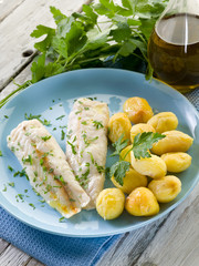 steamed cod with parsley and potatoes