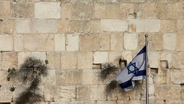 Western  Wall. Flag of Israel
