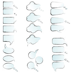 Sketchy text bubbles pack filled with light blue gradient
