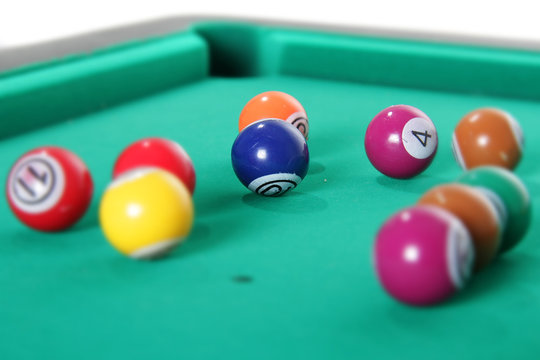 billiard balls on table