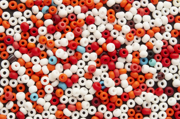 many-colored mix of beads