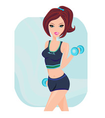 fit brunette woman exercising