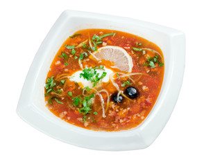 thick soup of vegetables and meat - solanka