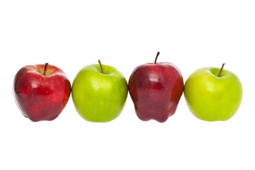 Row of red and green apples