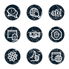 Internet web icons set 1, grunge circle buttons