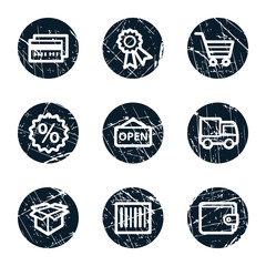 Obraz premium Shopping web icons set 2, grunge circle buttons