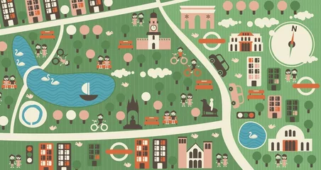 Abwaschbare Fototapete Auf der Strasse Cartoon-Karte von Hyde Park London