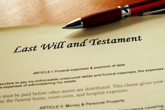 closeup of a Last Will and Testament document