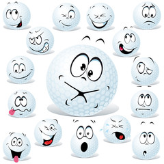 vector golf ball cartoon isolated on white