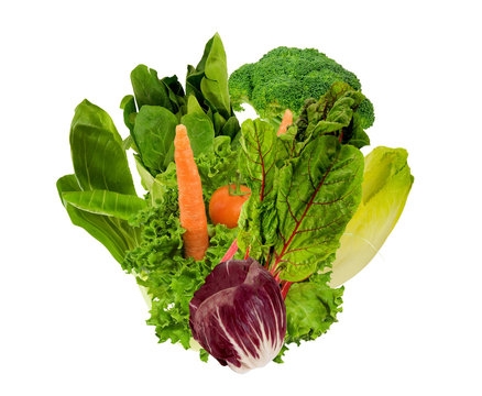 bouquet of healthy vegetables on a white background