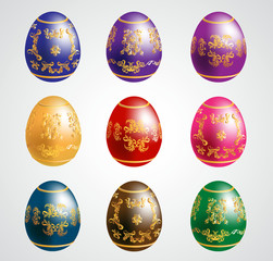 Set of Ornamented Easter Eggs