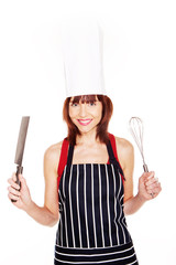 Smiling female chef