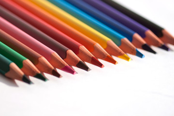Color pencils on a white background