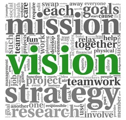 Vision concept in word tag cloud